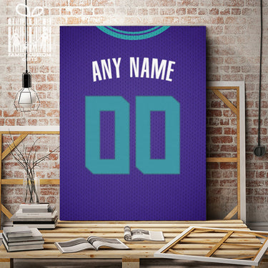Charlotte Jersey Custom Canvas Print Wall Art for Boy Girl Men Women Basketball Personalized Canvas Art